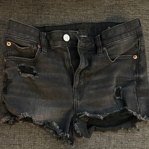 American Eagle Outfitters Black Ripped Jean Shorts